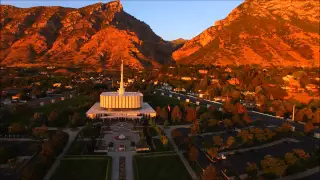 Provo Temple at Sunset from Aerial Perspective