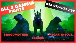 ARK ASA Official PVE: All 3 Gamma Boss Fights! Broodmother - Megapithecus - Dragon