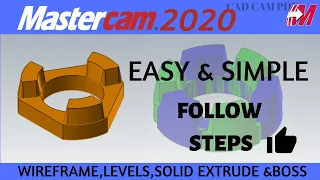 Learn Designing THIS 3D PART in MASTERCAM 2020 (Easy way ):Mastercam Learning Tutorials