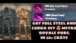 FULL STEEL FRONT SET AND ONE EYED COBRA SET,  IN 50+ CRATES IN METRO ROYALE PUBG