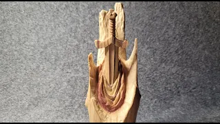 Fantasy Sword Wood Carving - From start to finish