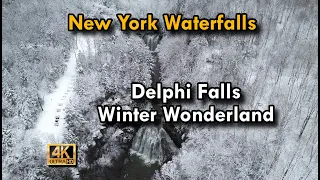 New York Waterfalls: Delphi Falls Winter Wonderland 4K