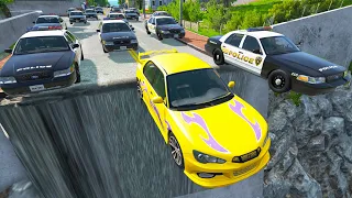 Satisfying Cars vs Giant Pit - Police Chase - BeamNG.Drive