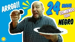 24 HORAS COMIENDO COLOR NEGRO 🍩 Comida por Colores All Day eating Black food | Momentos Divertidos