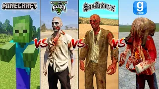 MINECRAFT ZOMBIE VS GTA 5 ZOMBIE VS GTA SA ZOMBIE VS GARRY'S MOD ZOMBIE - WHO IS BEST?