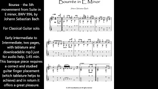 Bach for guitar BWV 996 Bouree SHEET MUSIC download