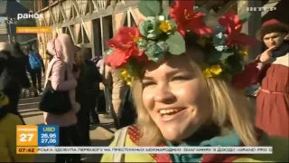 Репортаж про святкування Масляної в Парку Київска русь ТРК Інтер 2017