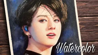 watercolor portrait painting BTS member JK