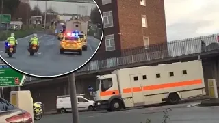 Huge police convoy moving through Liverpool City Centre