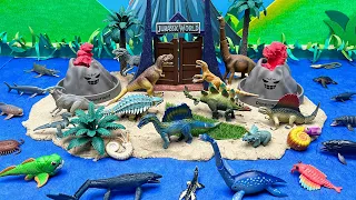 Dinosaur Island With Jurassic World Diorama | Tyrannosaurus Rex Triceratops Pteranodon