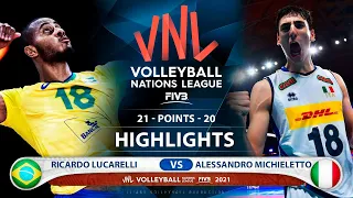 Brazil vs Italy | VNL 2021 | Highlights |  Ricardo Lucarelli vs Alessandro Michieletto