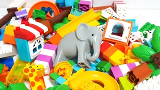 Satisfying Building Blocks Marble Run ASMR Course of elephants and funny animals