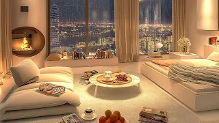 Smooth Jazz in Luxury Apartment With Rainy Night Views | Relaxing Jazz Music for Good Mood 🎷🏙️