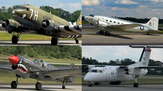 20+ Airplanes E-9A, C-47,P-40,T-28,AT-11:PDK Airshow Arrivals 2024