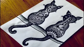 Doodle and Zentangle Art of Cat | How to Draw a Cat