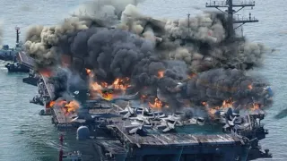 The largest US aircraft carrier carrying fighter jets and missiles was blown up by Russia