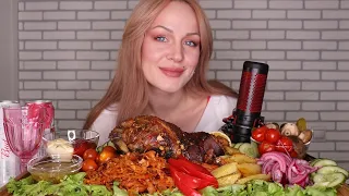 MUKBANG | Рулька, капуста, картофель, соленья | Knuckle, cabbage, potatoes, snacks не ASMR