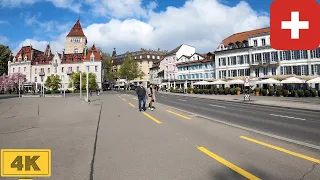 Ouchy in Lausanne, Switzerland | Spring【4K】Canton de Vaud, Suisse