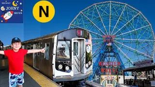 Johny's MTA Subway Train Ride To Coney Island Rides On The N Subway Train