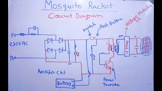 Mosquito bat circuit diagram | इलेक्ट्रिक मॉस्किटो  बैट सर्किट