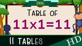 11x1=11Multiplication, Table of Eleven 11 Tables Song Multiplication Time of tables  - MathsTables