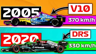 F1 2005 vs 2020 💥 ¿Cuál es el F1 MÁS RÁPIDO de la HISTORIA? Sonido MOTOR V10 | Alonso R25 Abu Dhabi