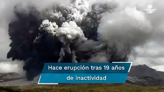 Así se vio la gigantesca columna de cenizas tras erupción del volcán Aso en Japón