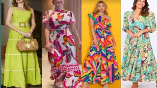 Printed Summer Casual Maxi Dresses Designs 2023 l Flowy Largo Estampado