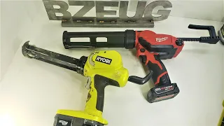 Cordless Caulking Gun Comparison: why auto-retract can be annoying.