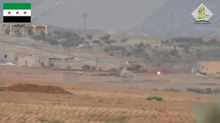 FSA 13th Division fighters hit a regime bulldozer with a TOW in Southern Aleppo. June 23rd, 2016.