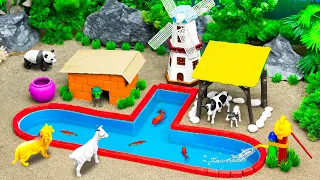 🌻 DIY Build Diorama Miniature Rural Farm Model - Cowshed - Swimming Pool  Let's bathe the animals