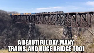 A beautiful day, a huge bridge, lots of trains and Jaw Tooth too!