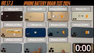 IOS 17.3 iPhone Battery Life Test in 2024 8,XS,XS Max,11,12,12 Pro,13 Pro,11 PM,12 PM,13 PM ,14 PM