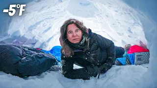 24 Hours Winter Camping in Dugout Survival Shelter