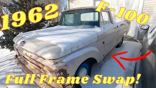 NEW PROJECT! 1962 F-100 Unibody Crown Vic Full Frame Swap Ep.1