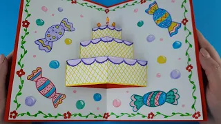 3D открытка торт / Открытка на день рождения/ Как сделать открытку своими руками