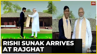 After Visiting Akshardham Temple UK PM Rishi Sunak Reaches Rajghat To Pay Tribute