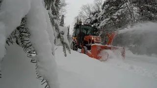 738 Moving Snow Before the Heatwave. Part 3 of 3.  Kubota LX2610 Tractor. Snowblower Rear Blade   4K