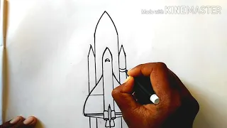 How to draw a  NASA Rocket step by step.