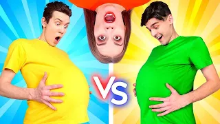 OMG! ELES ESTÃO GRÁVIDOS POR 24 HORAS || Desafio Maluco de Gravidez! Rico VS Pobre, por 123 GO! BOYS