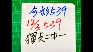 【今彩539】12月3日(六)獨支二中一
