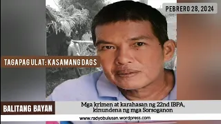 Mga krimen at karahasan ng 22nd IBPA, kinundena ng mga Sorsoganon