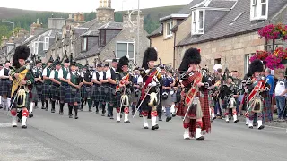 Green Hills by the massed Scottish Pipes and Drums marching in Dufftown for Beating Retreat 2022