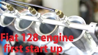 Heavily tuned Fiat 128 SOHC Race Engine First Start