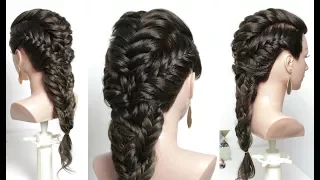 Fishtail Braids Combo. Easy Braided Hairstyle For Long Hair