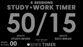 DARK Mode, Pomodoro 50/15 Study Timer, No Music, 4 Sessions, 50 Minute Study, Gentle Alarm