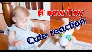 Cute reaction when a baby has a new toy || Funny baby video