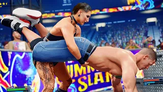 WWE 2k23, Rhea Ripley vs John Cena, intergender wrestling