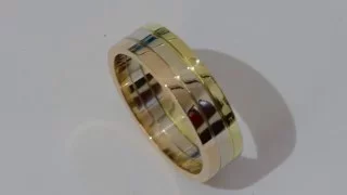 Handmade three color gold band ring 18 kt