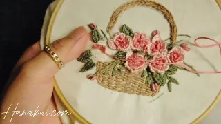3D Rose Cast on stitch tutorial. Hand embroidery